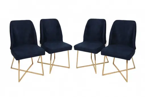 Cumpără acum Set 4 scaune Model Madrid, Belumarin/Auriu, 50x49x90 cm