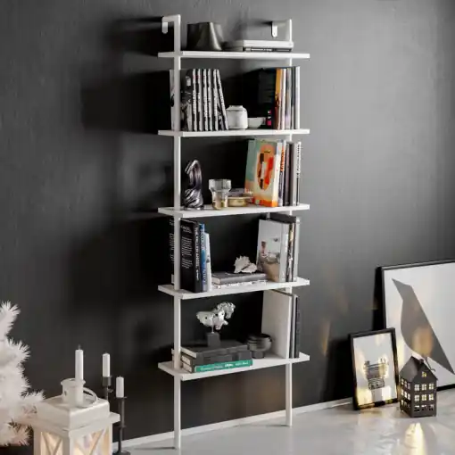 Disponibil imediat Biblioteca Model Paula, Alb, 60x174x22 cm