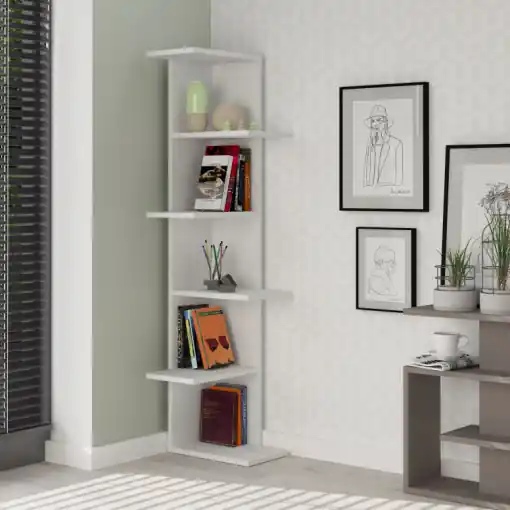 Preț promoțional Biblioteca Model Saso, Alb, 37x141x24 cm