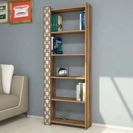 Retur ușor Biblioteca Model City, Nuc/Crem, 64.6x170x24.2 cm