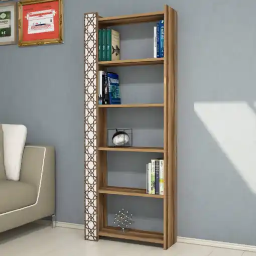 Biblioteca Model City V3, Nuc/Alb, 64.6x170x24.2 cm Disponibil imediat