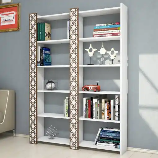 Biblioteca Model City, Alb/Nuc, 124.6x170x24.2 cm Doar azi