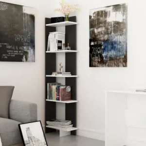 Expediere rapidă Biblioteca Model Als, Negru/Alb, 45x22x170 cm