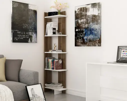 Biblioteca Model Als, Nuc/Alb, 45x22x170 cm Reducere extra