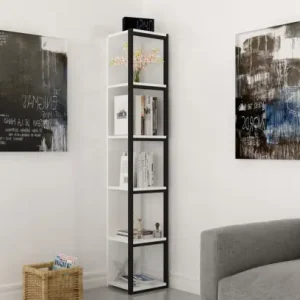 Cumpără online Biblioteca Model Texas, Negru/Alb, 33,7x29,5x180 cm