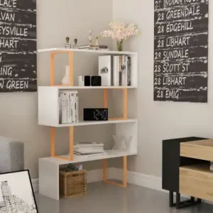 Biblioteca Model Adriana, Auriu/Alb, 91,5x29,5x124,5 cm Preferatul clienților