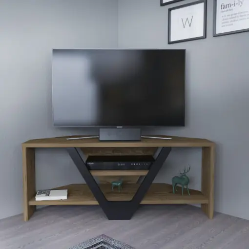 Comoda TV Salvador, Model Karin, 90x36.8x35 cm, Stejar/Negru Vezi acum