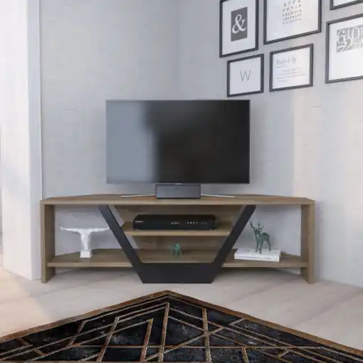 Ofertă specială Comoda TV Salvador, Model Sares, 120x36.8x35 cm, Nuc/Negru