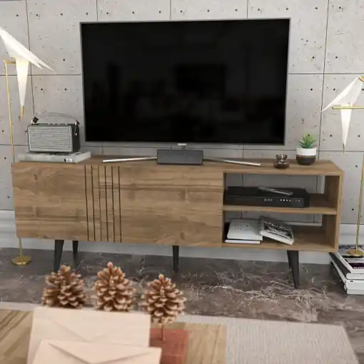 Preferatul clienților Comoda TV Salvador, Model Ronas, 160x38.6x35 cm, Nuc