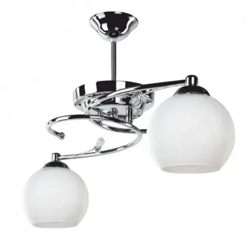 Reducere Lustra cu doua lumini PWL-0966, E27 alb-argintiu, 67x38 cm