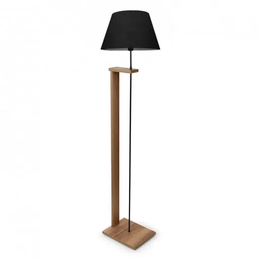 Reducere de preț Lampadar PWL-1081, E27 negru-nuc, 38x150 cm