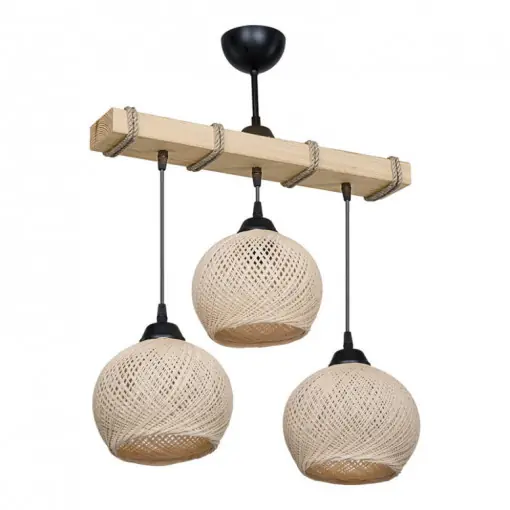 Livrare expres Lustra cu trei lumini PWL-1120, E27 crem-natural, 50x20x63 cm