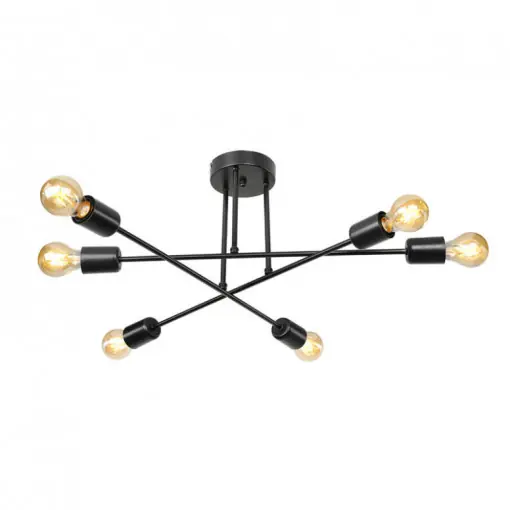 Lustra cu sase lumini PWL-1122, E27, negru, 61x25 cm Vezi acum