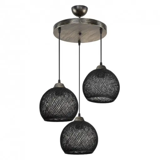 Lustra cu trei lumini PWL-1121, E27 negru-bronz, 40x80 cm Plată sigură