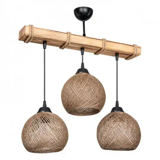 Preț mic Lustra cu trei lumini PWL-1120, E27 nuc-bej 50x18x63 cm