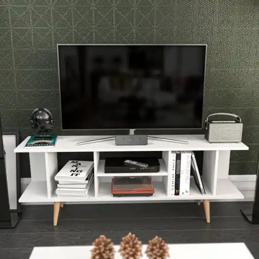 Comoda TV Salvador, Model Akya, 160x34.1x35 cm, Alb Calitate înaltă