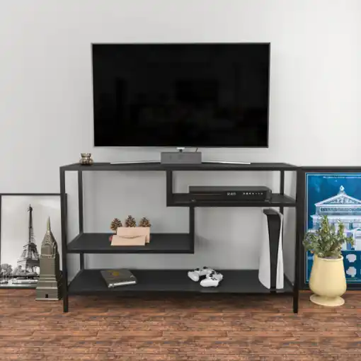 Comoda TV Salvador, Model Robbins, 120x75x39 cm, Negru/Antracit Cumpărături sigure