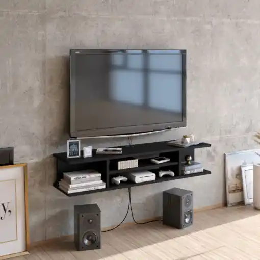 Comoda TV Salvador, Model Pivot, 120x23x29.5 cm, Negru Lichidare de stoc