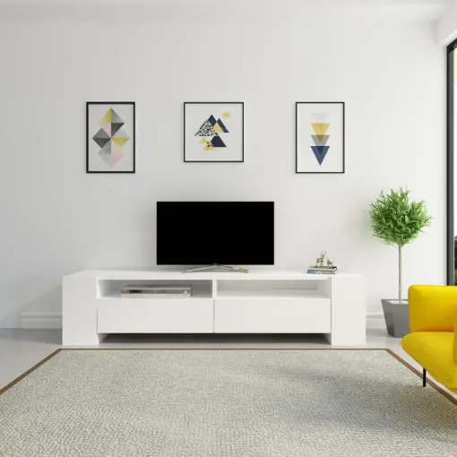 Reducere Comoda TV Salvador, Model Sosruko, 155x35x35 cm, Alb