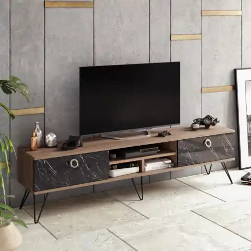 Comoda TV Salvador, Model Lorenz, 180x45.6x35.2 cm, Nuc Reducere