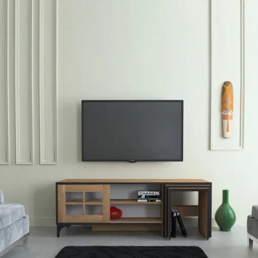 Comoda TV Salvador, Model Revival, 150x54x42 cm, Stejar Expediere rapidă