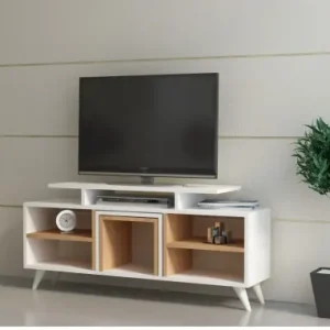Comoda TV Salvador, Model Kutay, 120x56.9x29.5 cm, Alb/Tec Reduceri
