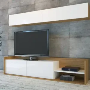 Comoda TV Kale - Teak, Alb Livrare expres