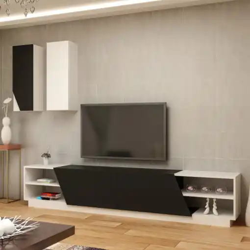 Doar azi Comoda TV Zebra - Negru, Alb