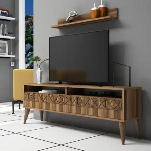 Comoda TV Line - Walnut Reducere specială