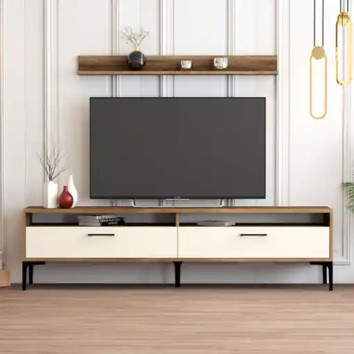 Cel mai bun preț Comoda TV Istanbul - Walnut, Crem