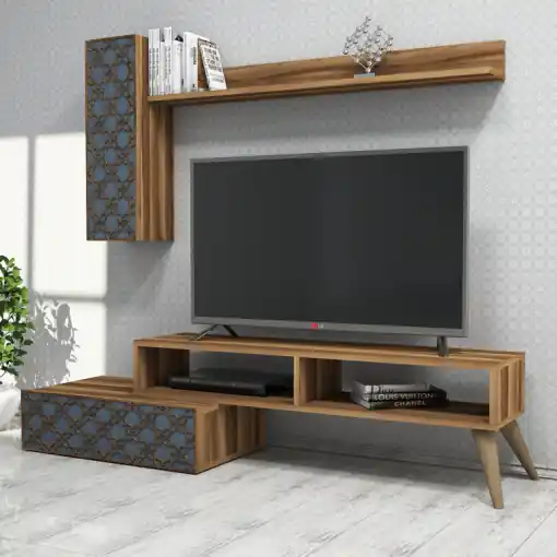Comoda TV Planet - Walnut, Chalcedony Reducere extra