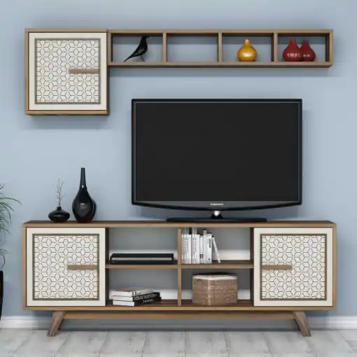 Chilipir Comoda TV Ayla - Walnut, Crem
