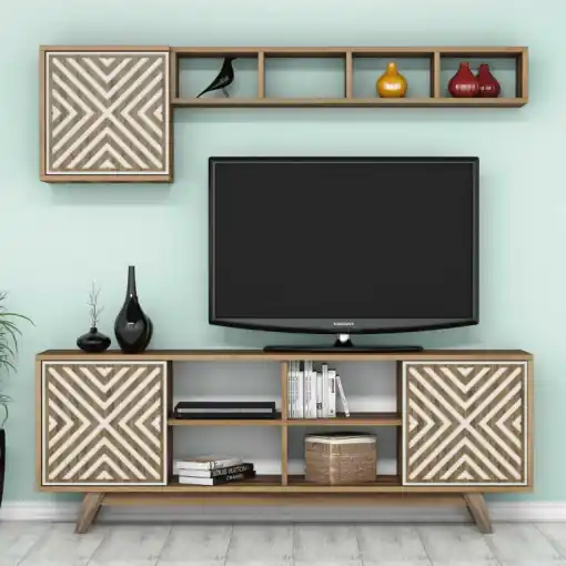 Ofertă exclusivă Comoda TV İnci - Walnut, Crem