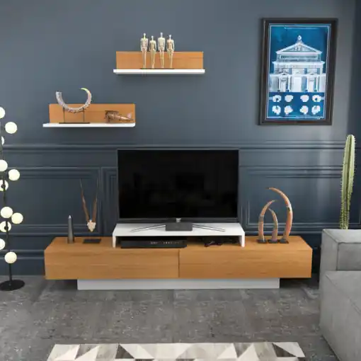 Comoda TV Lusi - Alb, Teak Cel mai vândut