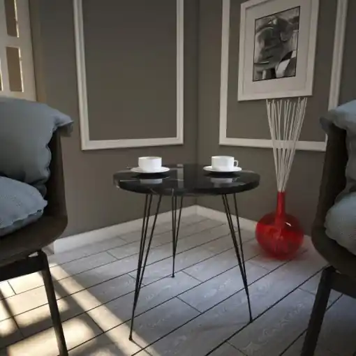 Vezi acum Masuta de Cafea Model Kellen, 40x40x44 cm, Negru marmorat