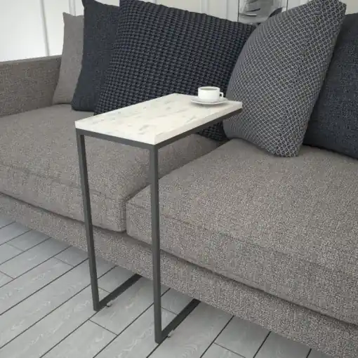 Masuta de Cafea Model Caspian, 46x26x62 cm, Alb Marmorat Reducere specială