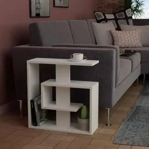 Masuta Auxiliara Model Parker, 55x20x57 cm, Alb Comandă acum