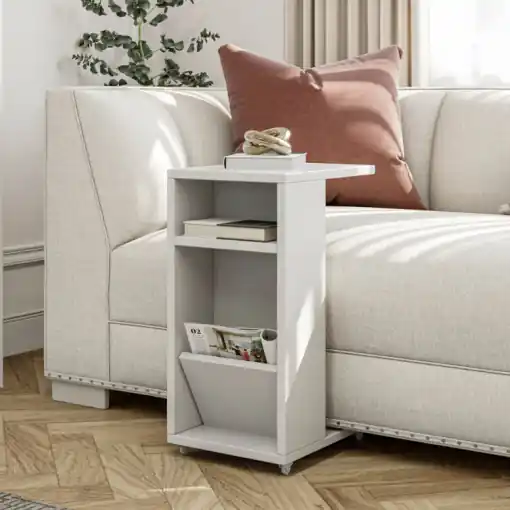 Masuta Auxiliara Model Ellis, 30x40x63 cm, Alb Discount