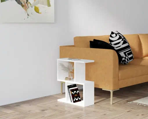 Ultima șansă Masuta Auxiliara Model Brecken, 45x17x51.4 cm, Alb