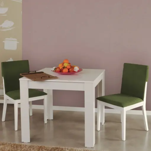 Masa Model Lucia, 90x90x78 cm, Alb lucios Disponibil imediat