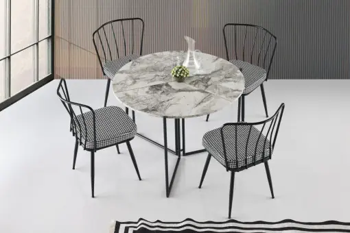 Masa Model Alexis, 100x100x72 cm, Marmorat Preț mic
