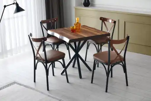 Masa Model Kellan, 80x80x75 cm, Nuc/Negru Noutate