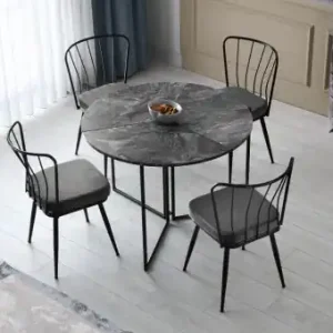 Masa Model Alexis, 100x100x72 cm, Gri marmorat Ofertă