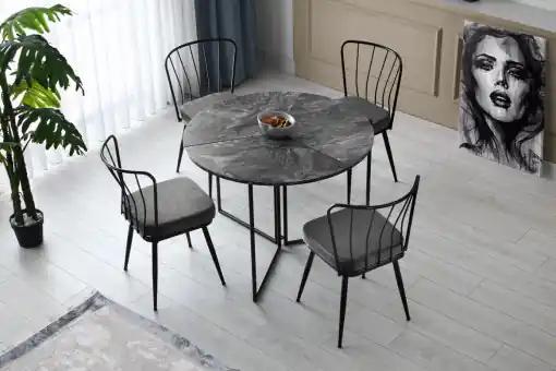 Masa Model Alexis, 100x100x72 cm, Gri marmorat Ofertă
