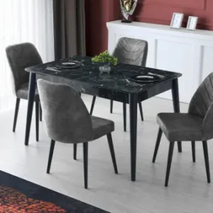 Ofertă exclusivă Masa Model Stetson, 130x80x75 cm, Negru marmorat