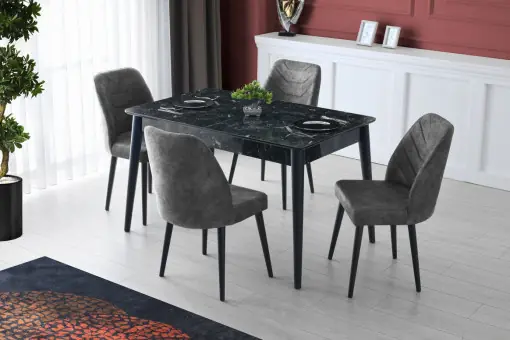 Ofertă exclusivă Masa Model Stetson, 130x80x75 cm, Negru marmorat