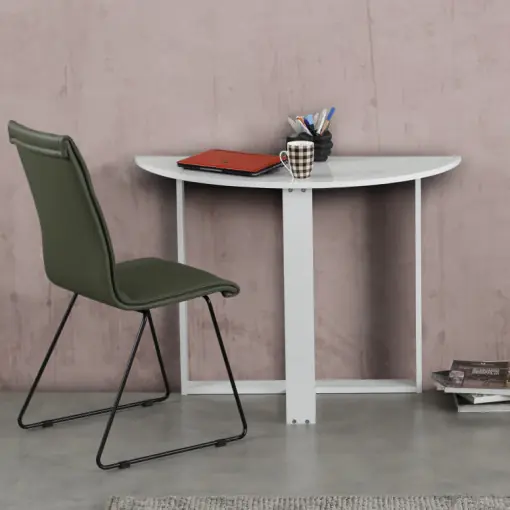 Masa Model Janelle, 106x45x77 cm, Alb lucios Doar azi