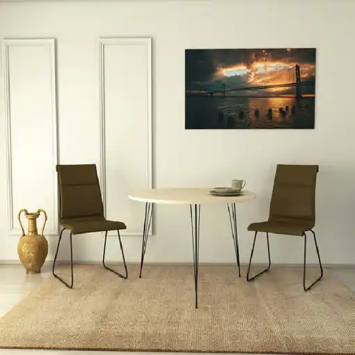 Masa Model Damir, 90x90x75 cm, Stejar/Negru Plată sigură