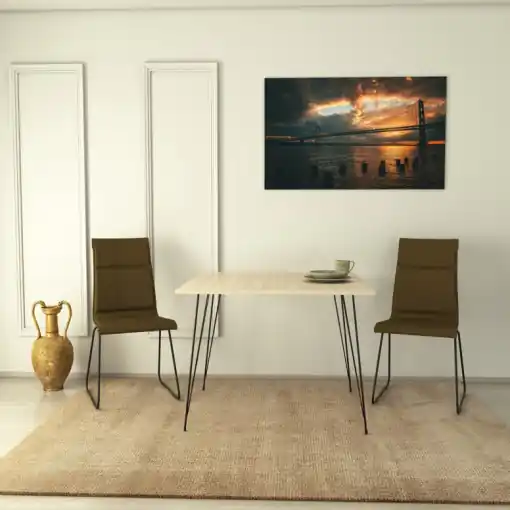 Masa Model Damir, 90x90x75 cm, Stejar/Negru Popular