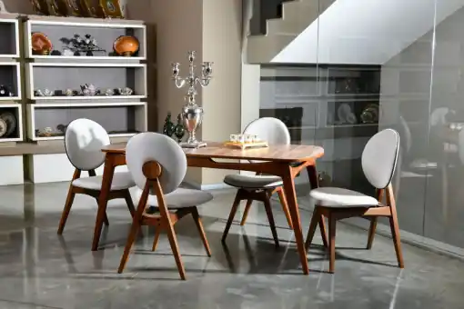 Set Masa si Scaune 5 Piese Touch Wooden - Crem Ofertă de sezon